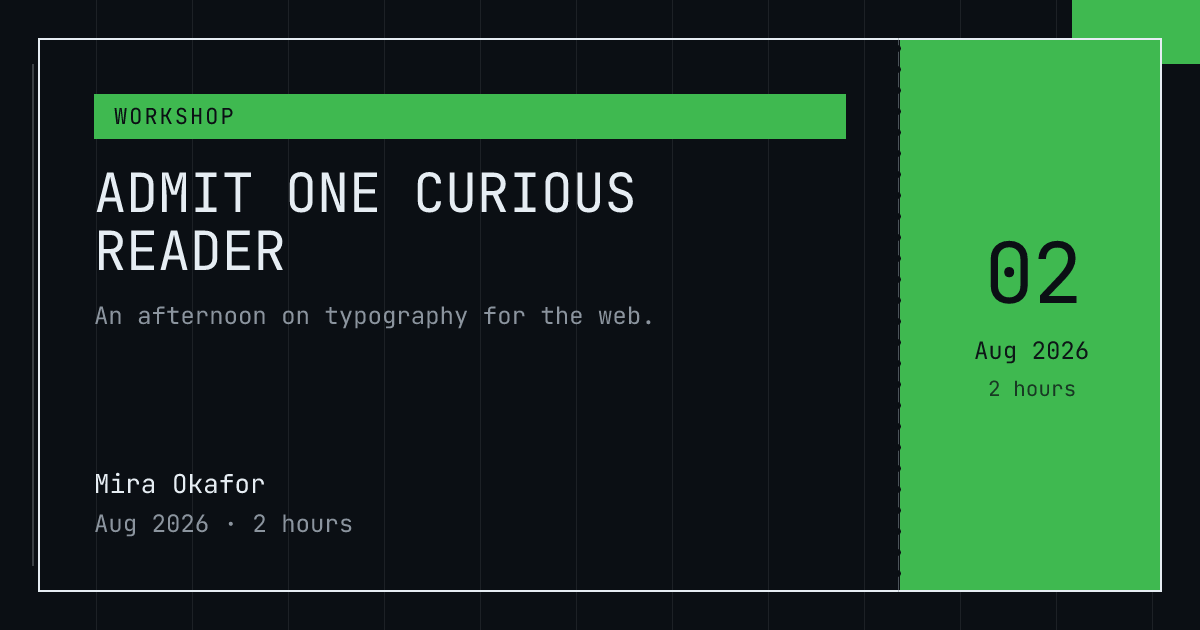 Admit one template in the Terminal palette