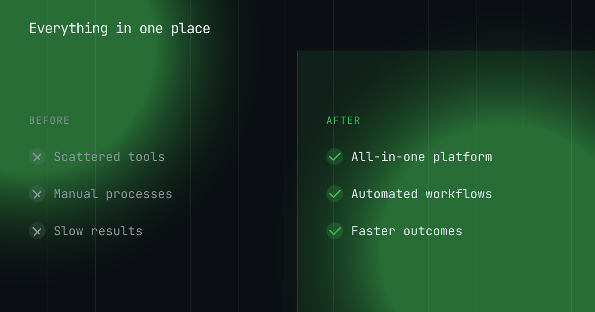 Before / after template in the Terminal palette