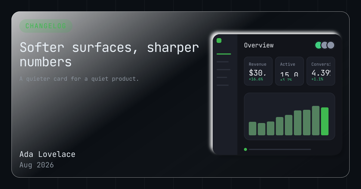 Dashboard update template in the Terminal palette