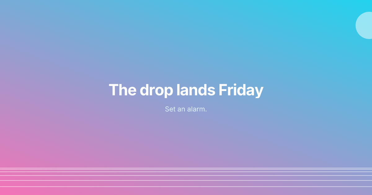 Drop announcement (Minimal · Y2K), an Open Graph image made with OG Cover