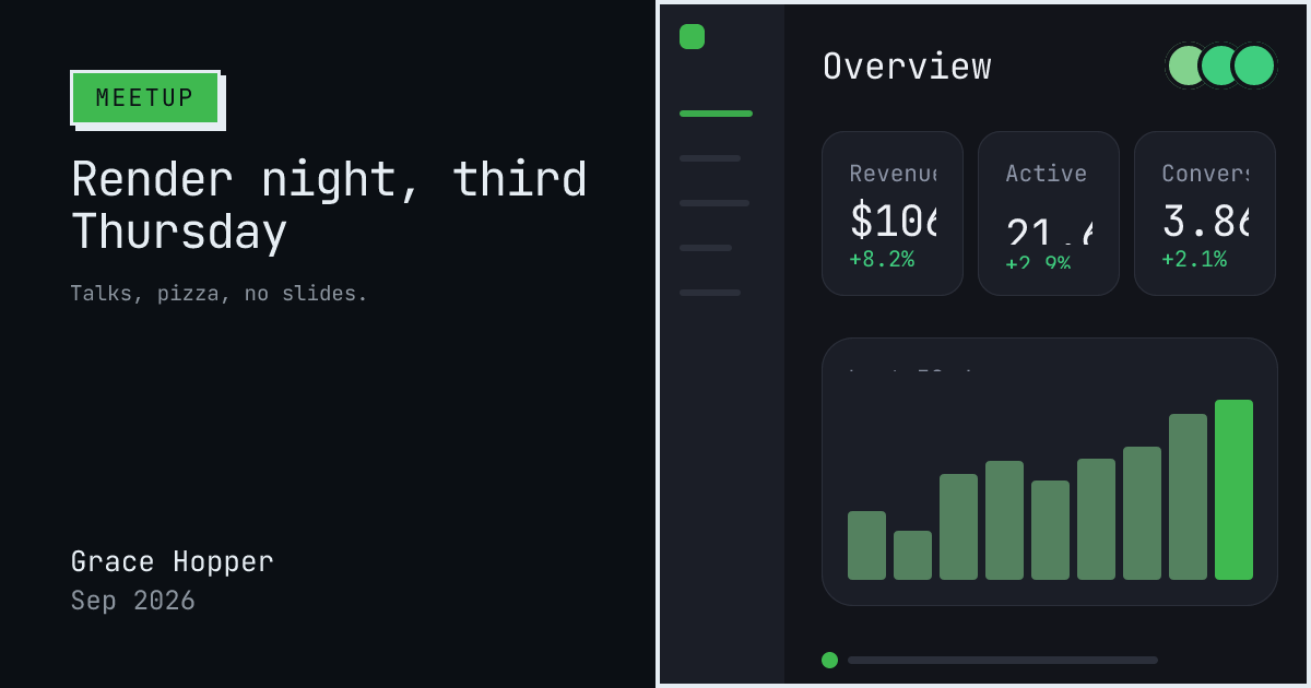Community meetup template in the Terminal palette