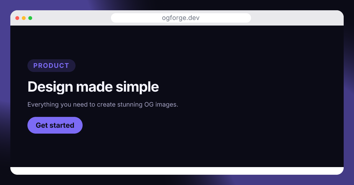 Product window (Browser · Midnight), an Open Graph image made with OG Cover