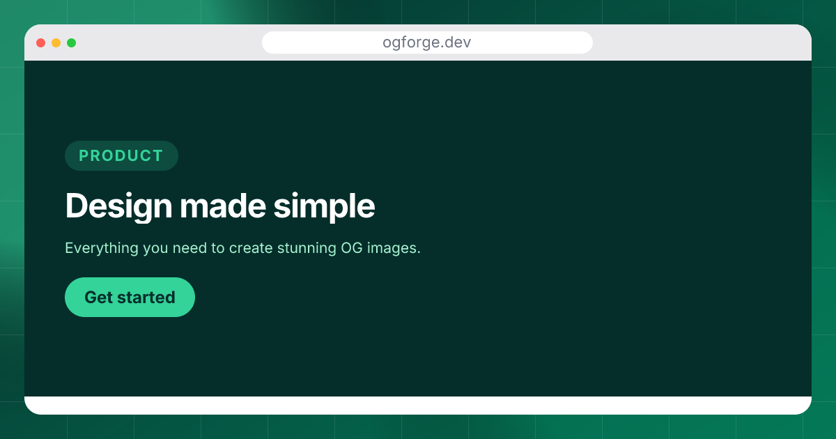 Product window template in the Forest palette