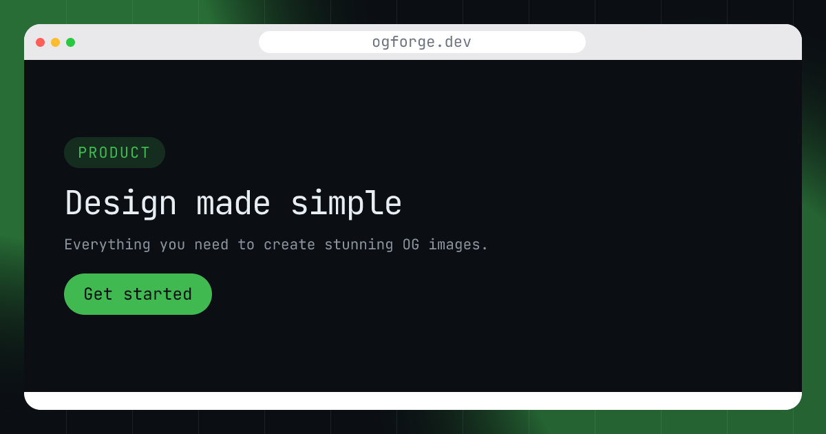 Product window template in the Terminal palette